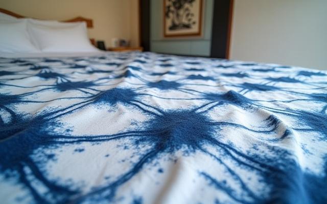 日本の天然染めベッドスプレッド